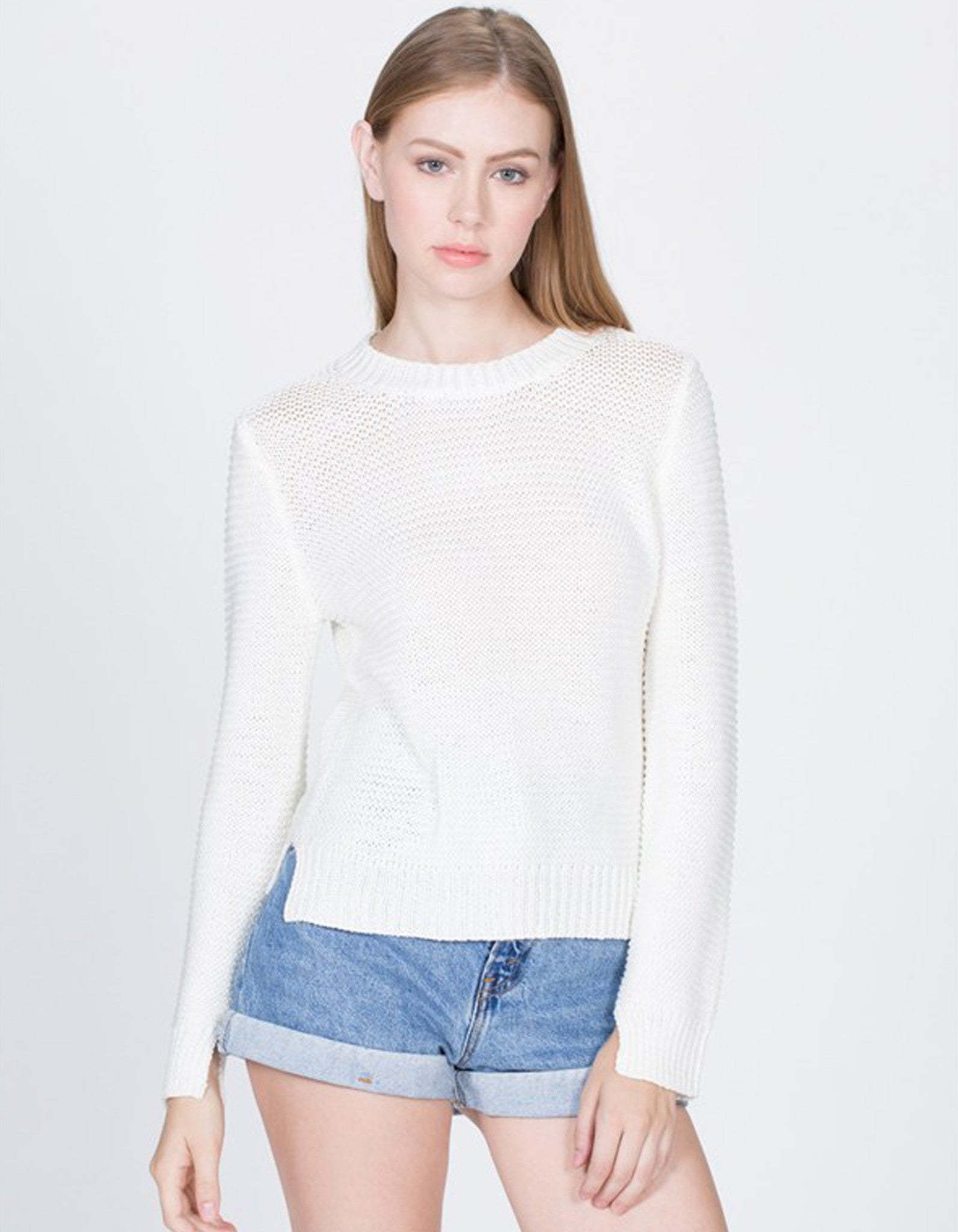 Clean Line Modern White Sweater