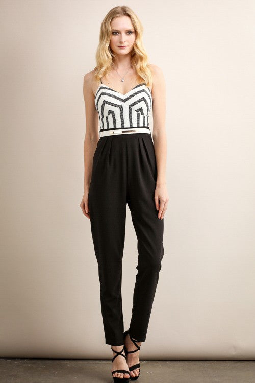 Cocktail Striped Black White Romper
