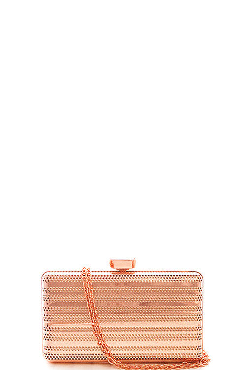 Fashion Rose Gold Metallic Clutch