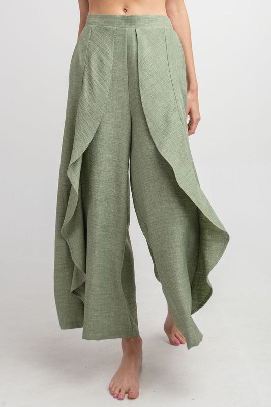 Elegant Summer Green Cut Out Pants