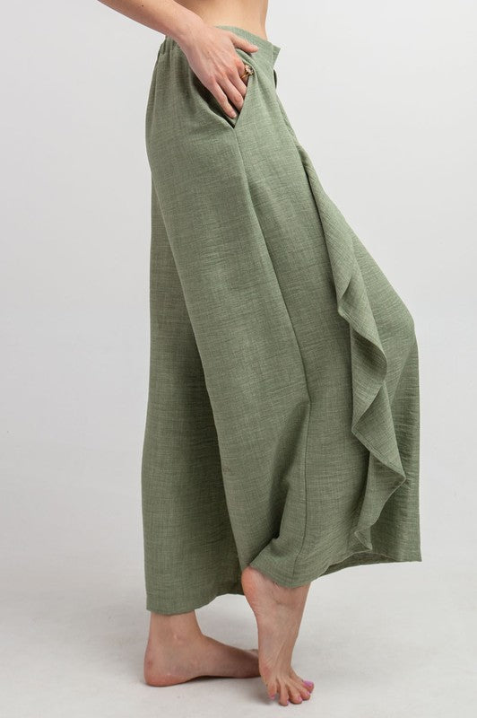 Elegant Summer Green Cut Out Pants