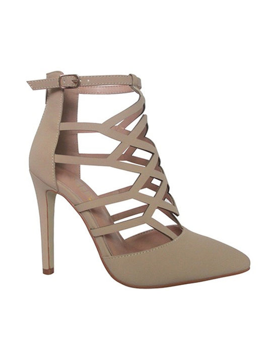 Elegant Geometric Beige Pointy Heels