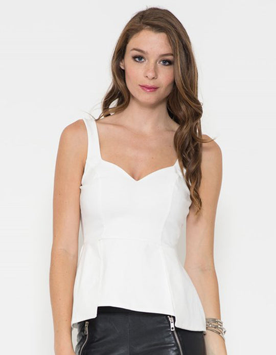 Elegant White Peplum Top