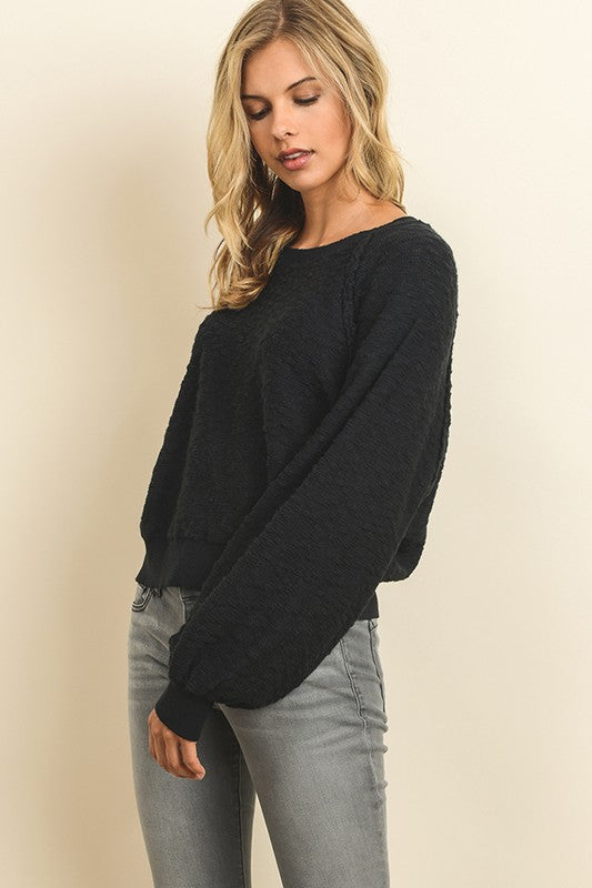 Fashion Puffy Sleeve Black Sweater