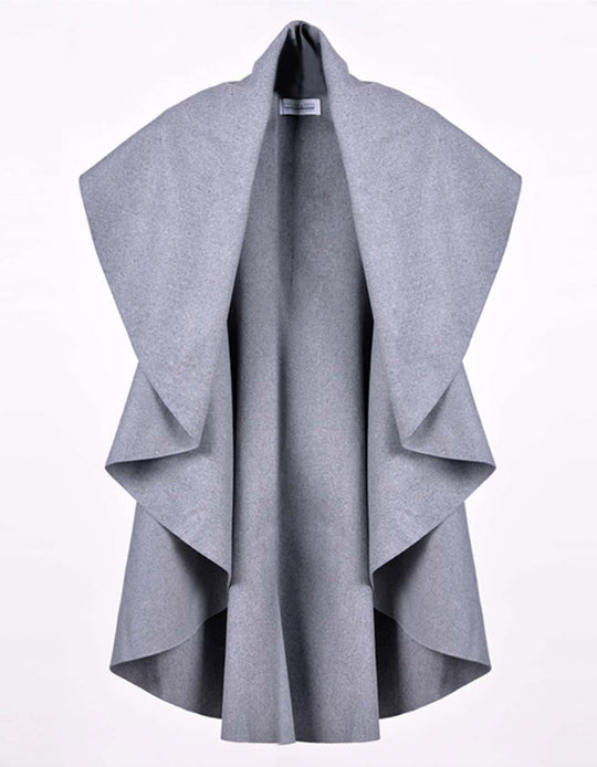Fashion Light Grey Wool Cape