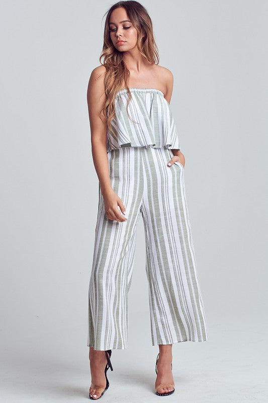 Fashion Summer Strapless Olive Marine Ruffle Top
