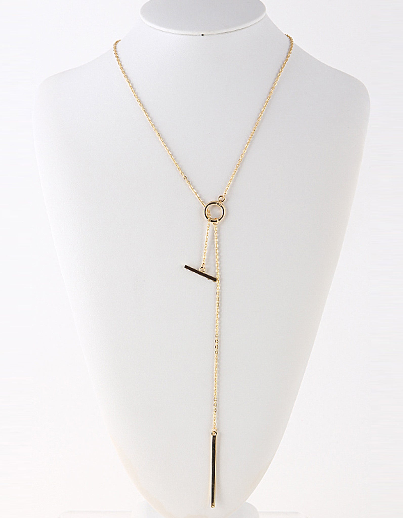 Gold and Rhinestone Bar Necklace