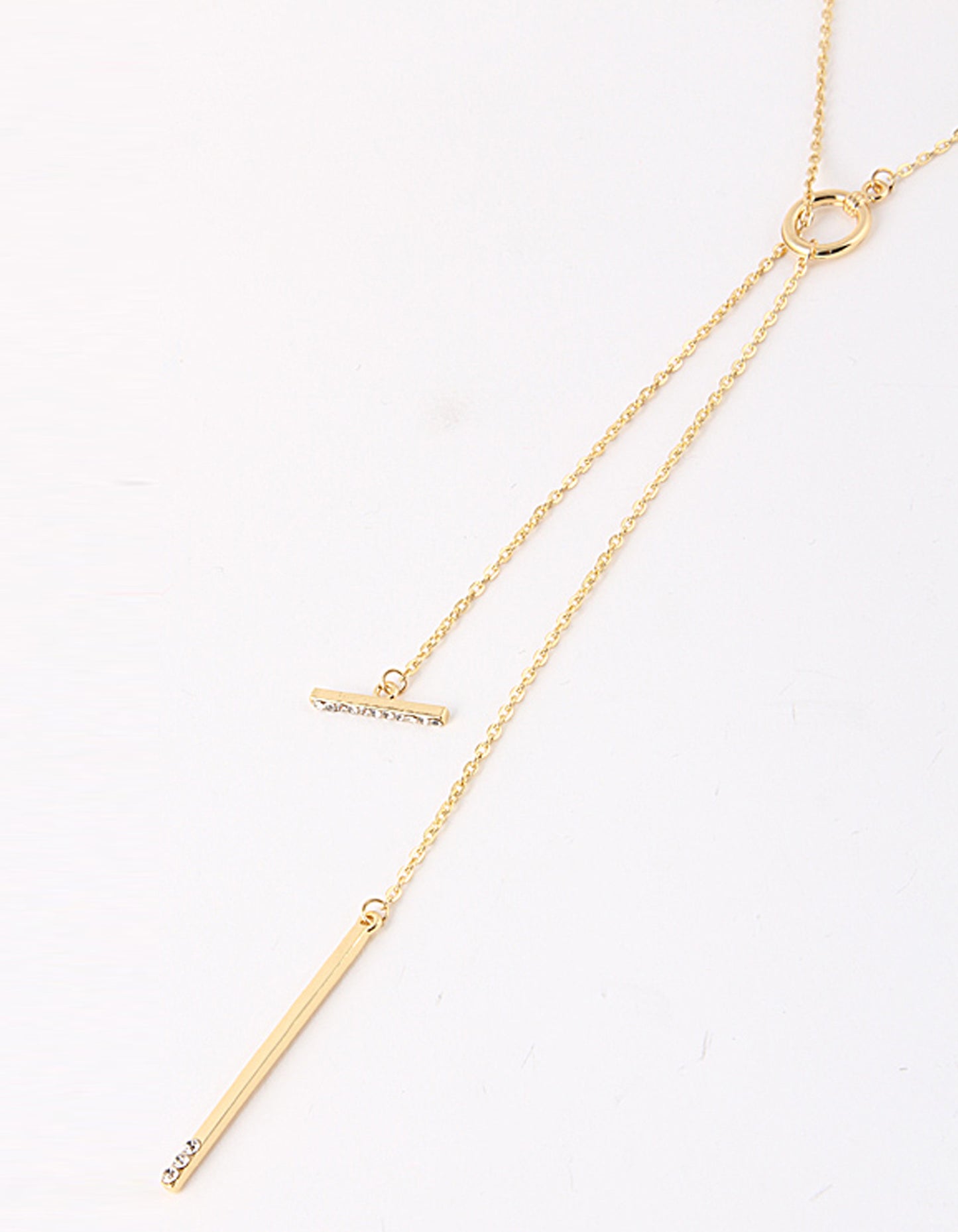 Gold and Rhinestone Bar Necklace