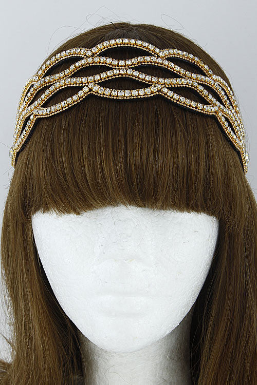Elegant Rhinestone Gold Head Band