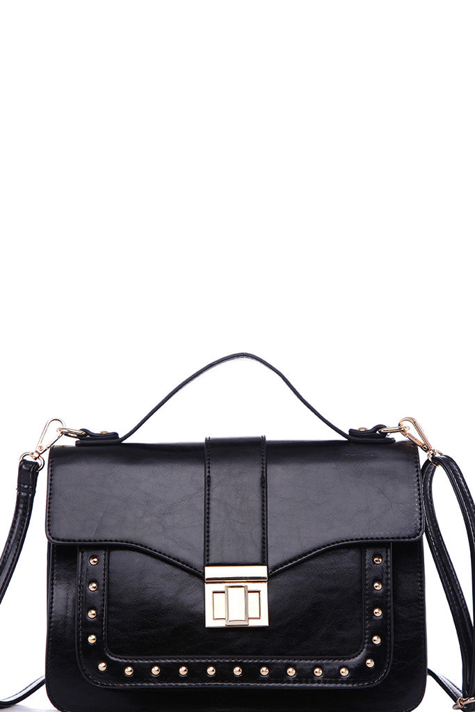 Fashion Black Structured Satchel Crossbody Bag