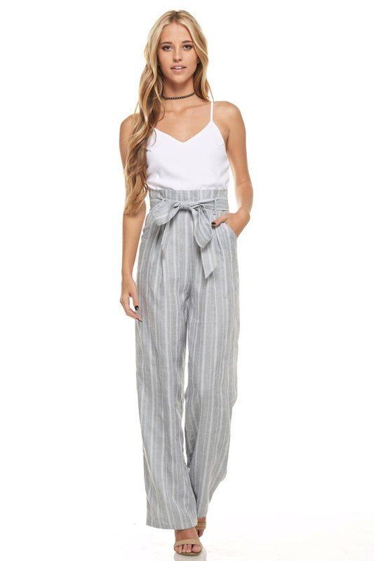 Classic White Grey Striped Romper
