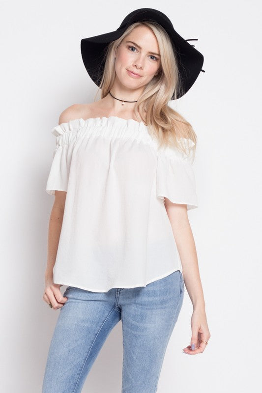 Fashion Summer Casual Off Shoulder White Top