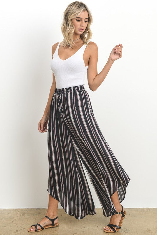 Summer Navy Striped Casual Pants