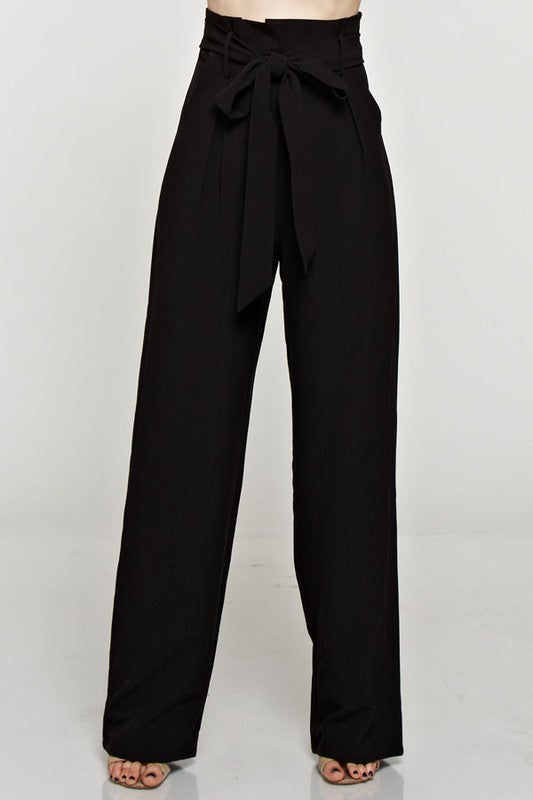 Fashion High Waisted Black Striped Pants