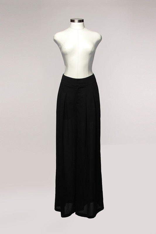 High Waisted Pleated Black Palazzo Pant