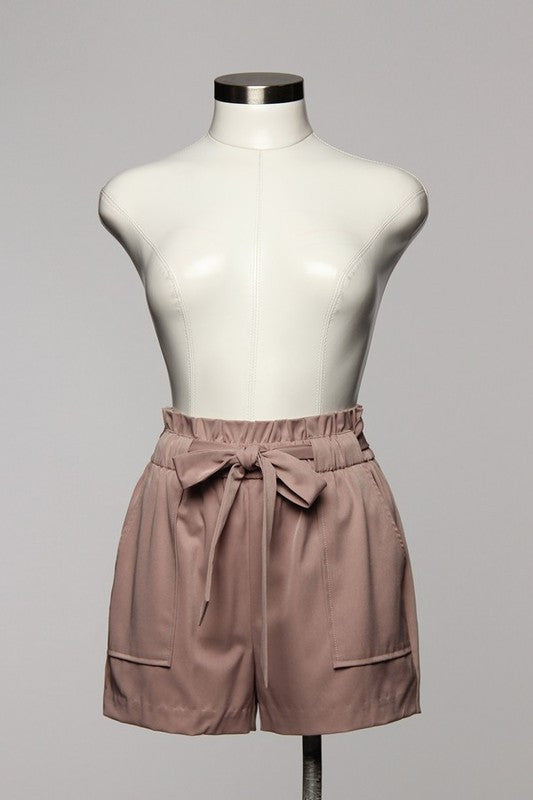 High Waisted Elegant Beige Short