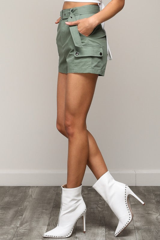 Fashion Olive Cargo Shorts