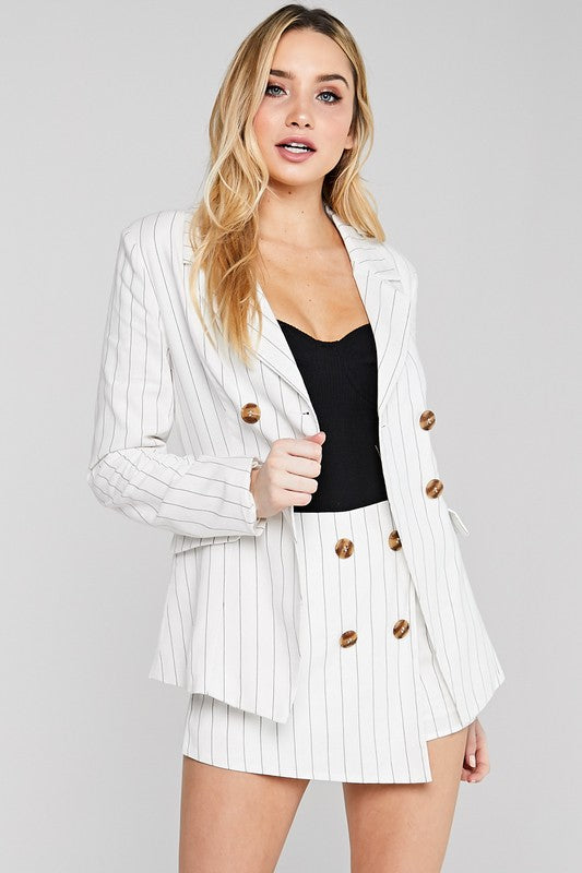 Fashion White Contrast Blazer Jacket