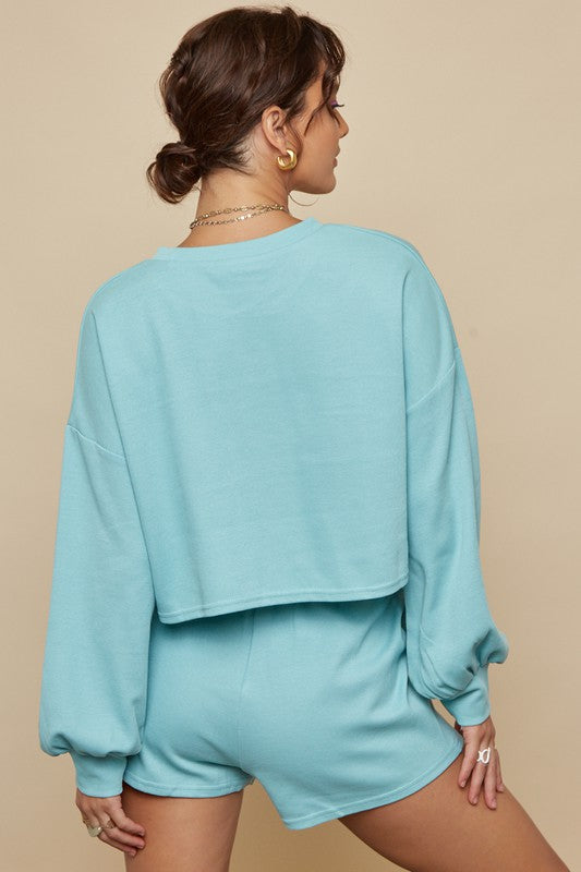 Fashion Vintage Blue Sweater with Long Sleeve