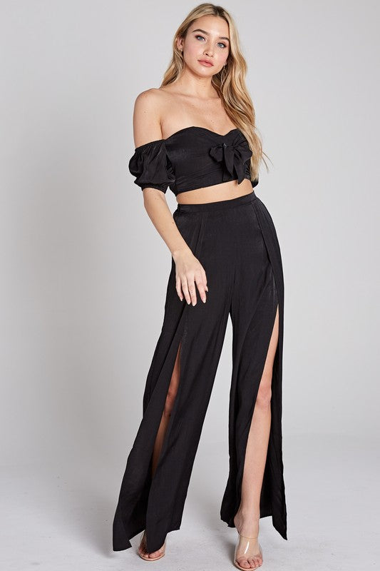 Fashion Black High Waisted Cut-Out Pants