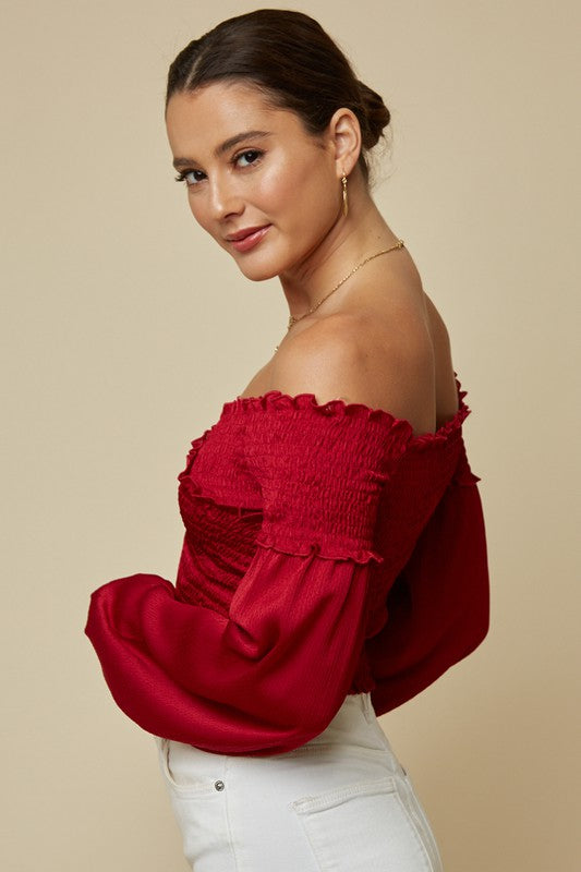 red dress top Velvi - Rylie Gown - Burgundy - Stretch Fitted Dress With Lace Bodice