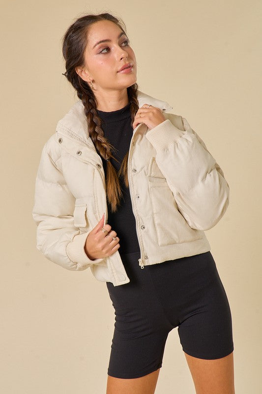 Fashion Off White Puffer Crop Jacket
