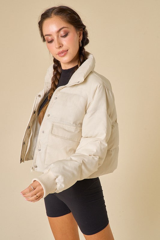 Fashion Off White Puffer Crop Jacket