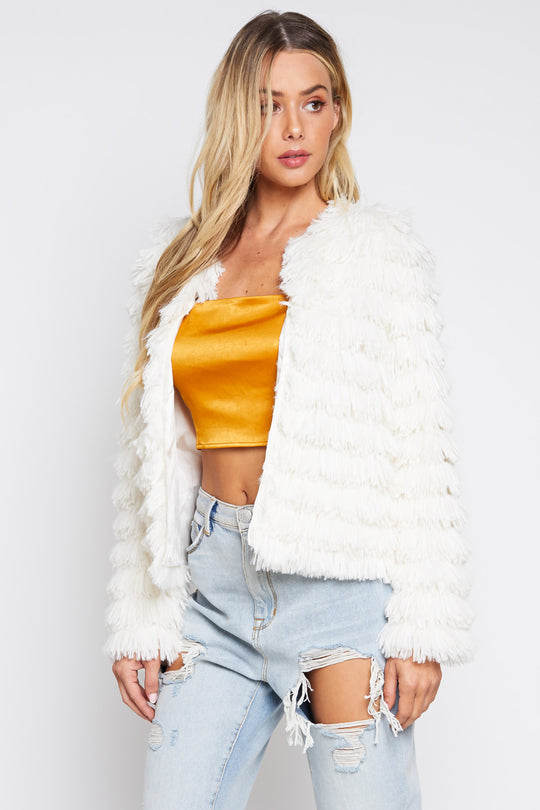 Fashion Ivory Faux Furry Jacket