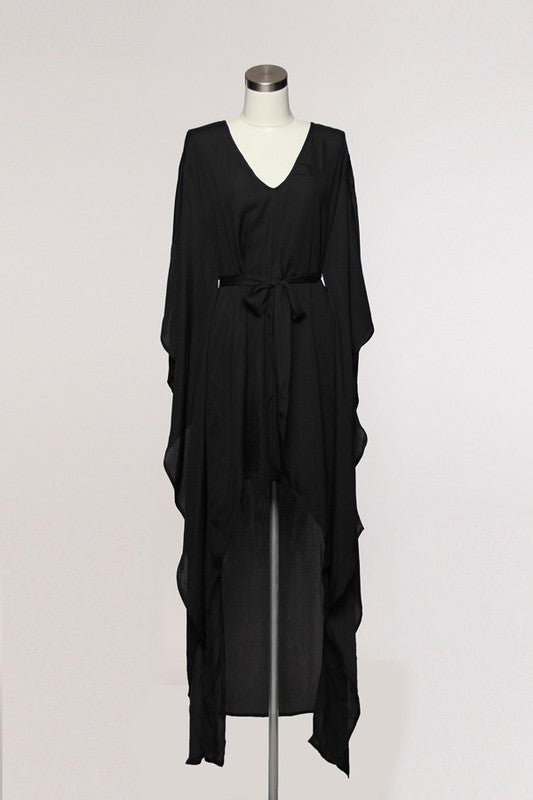 Elegant High Low Black Tunic Dress