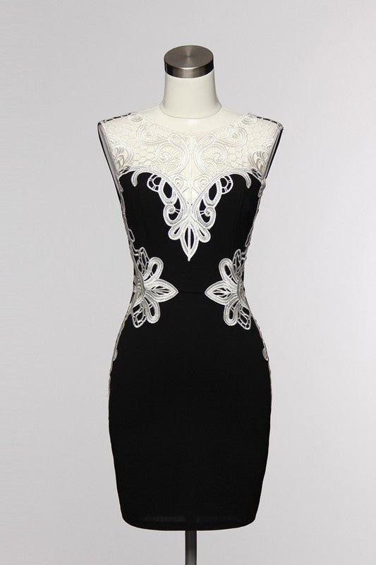 Elegant Crochet Lace Black Dress