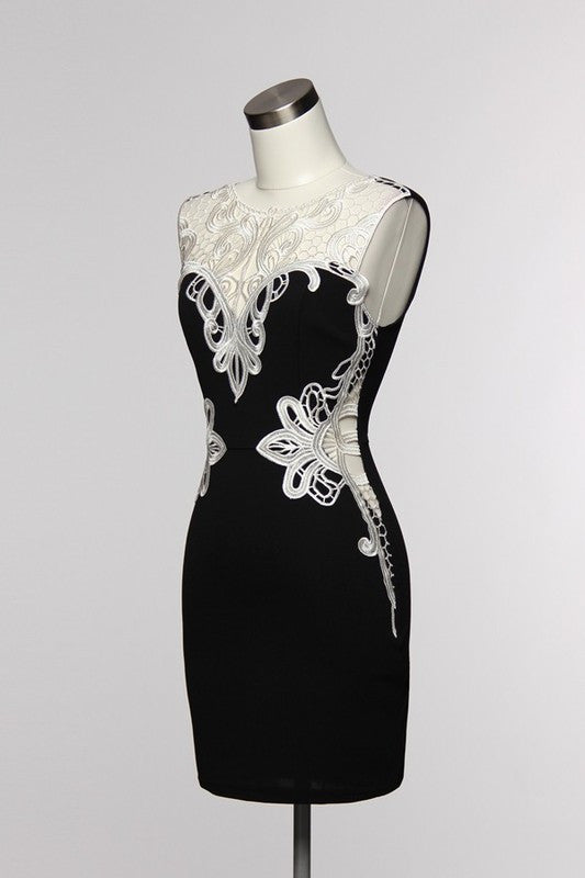 Elegant Crochet Lace Black Dress