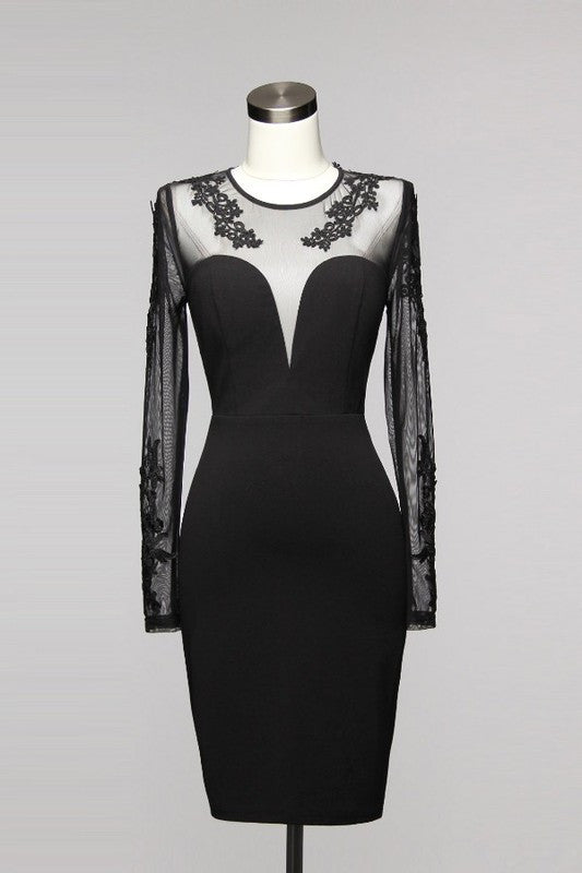 Elegant V-Neck Black Cocktail Dress