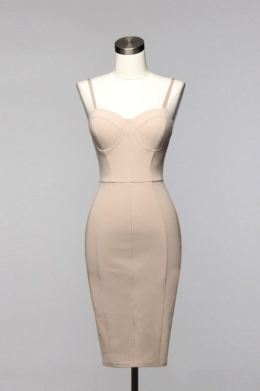 Elegant Geometric Beige Dress