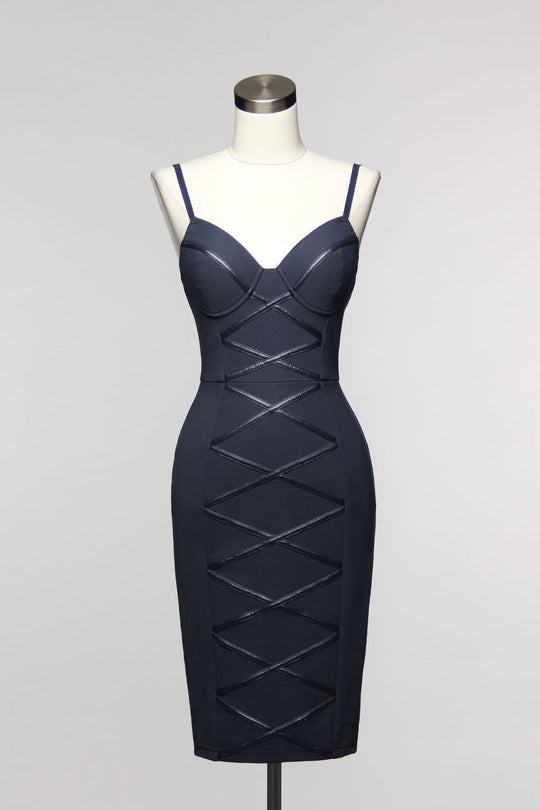 Fashion Crossed Bodycon Blue Dress