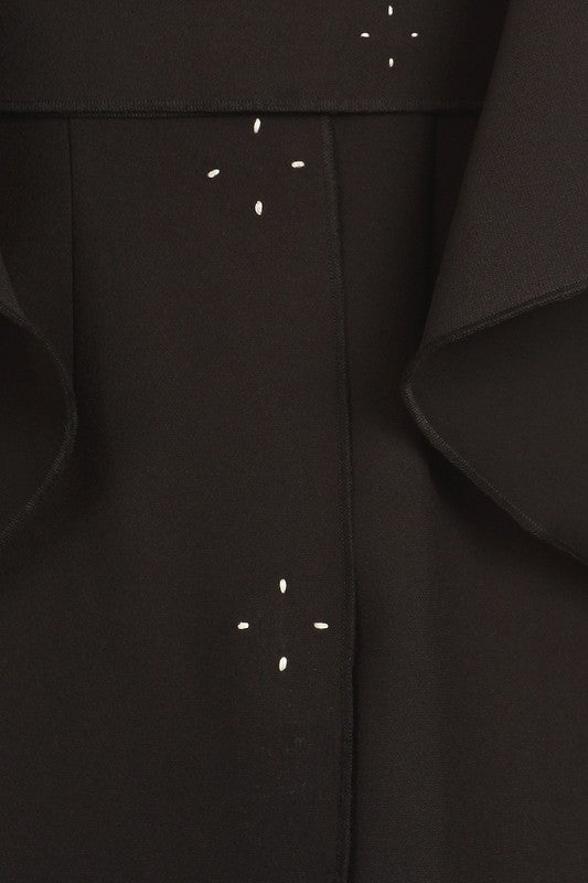Elegant Black Ruffle Sleeveless Button Down Dress