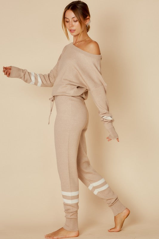 Fashion Casual Taupe Sweater Jogger Pants