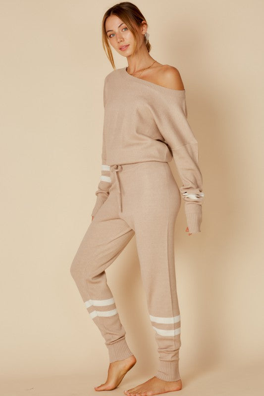 Fashion Casual Taupe Sweater Jogger Pants