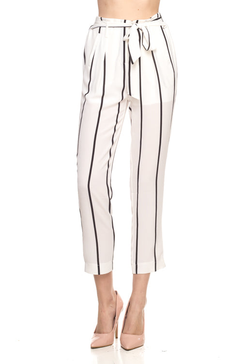 Fashion White Contrast Pants