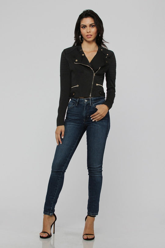 Fashion Casual Black Moto Jacket