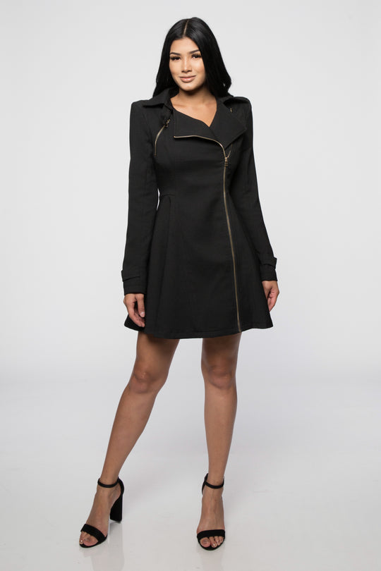 Fashion Black Long Gold Detailed Jacket