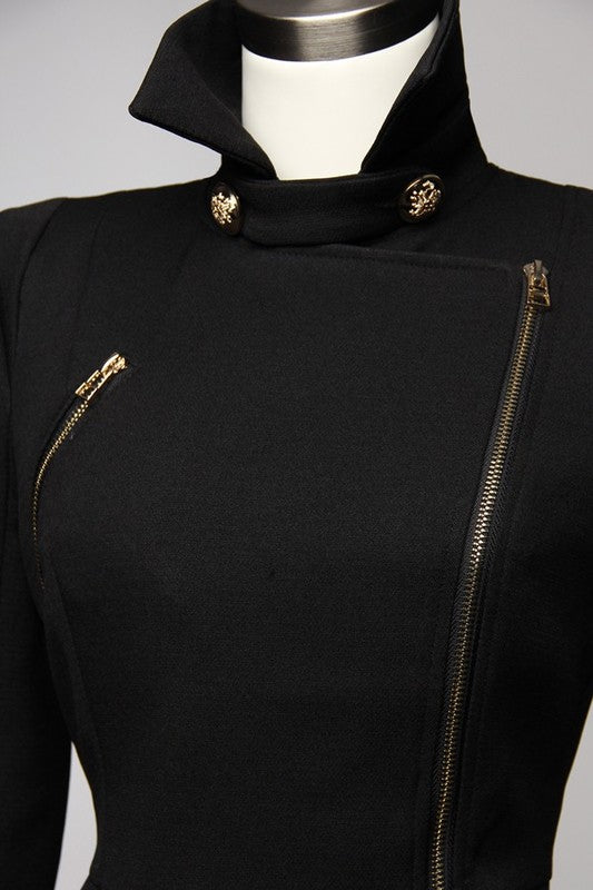 Fashion Black Long Gold Detailed Jacket