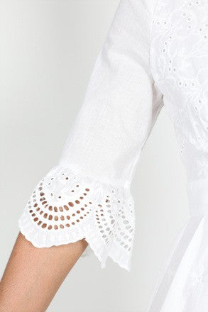 Fashion Summer White Lace Scallop Embroidery Dress
