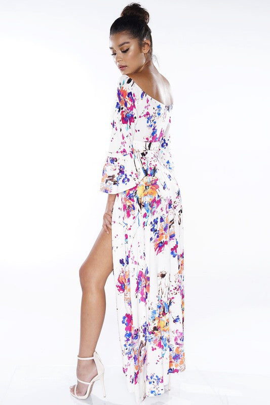 Elegant Floral Multi-Color Maxi Dress