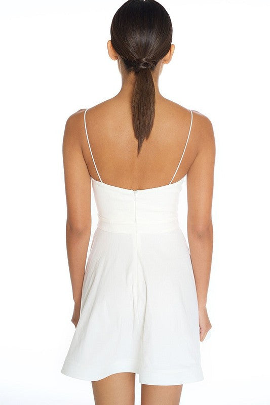 Elegant V Neck Lace Flare White Dress EDITE MODE Elegant V Neck Lace Flare White Dress EDITE MODE
