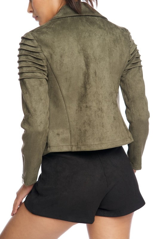 Fashion Olive Moto Jacket