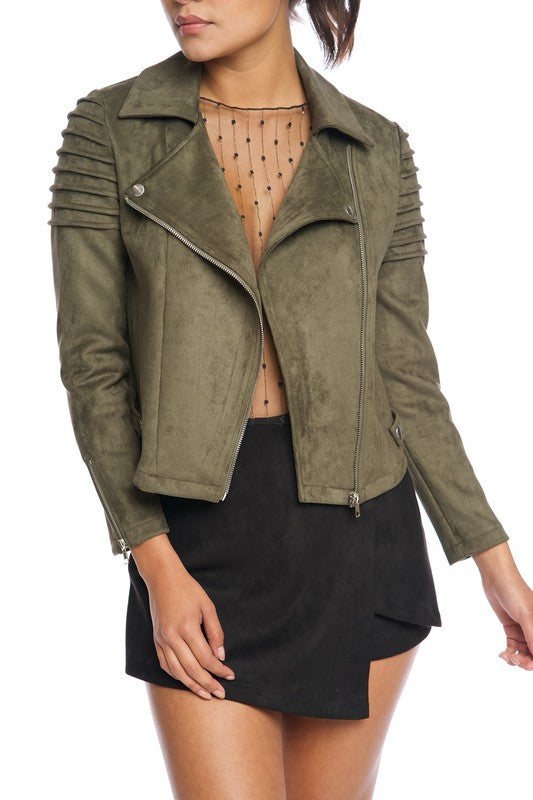 Fashion Olive Moto Jacket