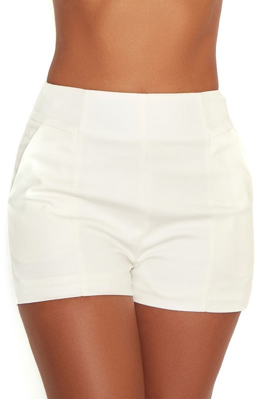 Fashion White High Waisted Shorts