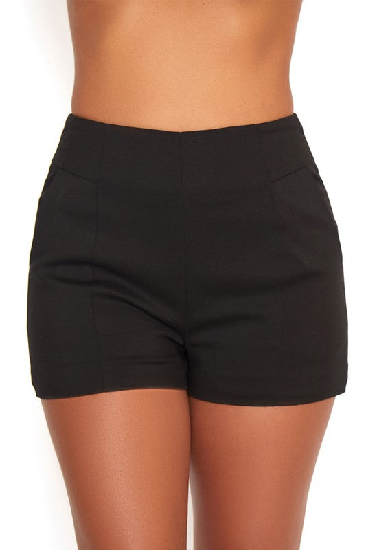 Fashion Black High Waisted Shorts