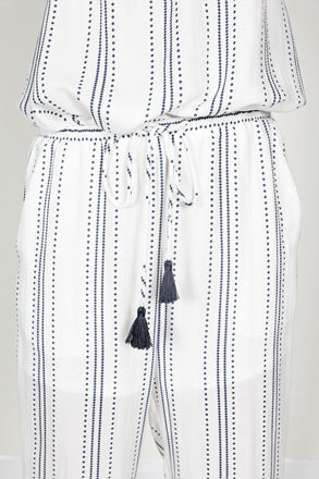 Fashion Summer Contrast Striped White Pants