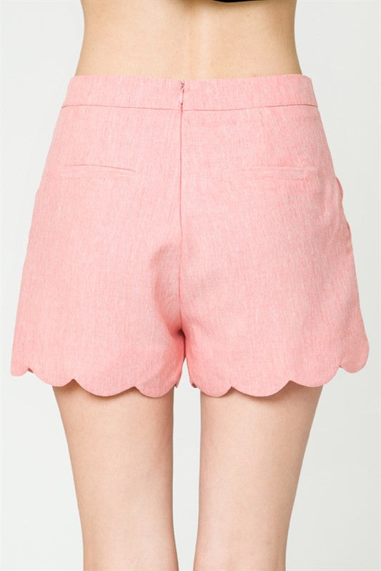 Tailor High Waisted Scallop Coral Short